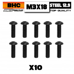 Button Head Screws M3x18 Steel 12.9 (10)