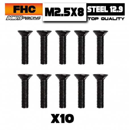 M2.5x8 Countersunk Screw Steel 12.9 (10)