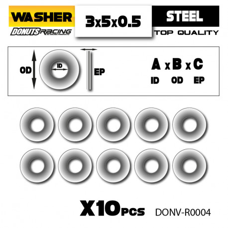 Rondelle Acier 3x5x0.5mm (10)